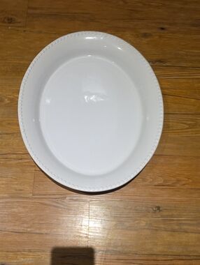 Gallery White Oval Serving Platter with Beaded Edge